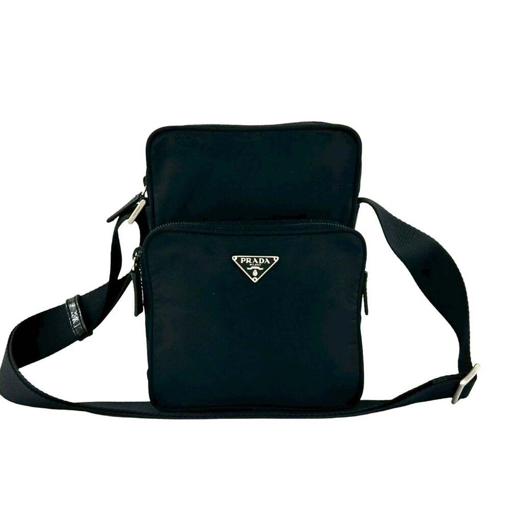 PRADA Prada Triangle Logo Hardware Tessuto Nylon Leather Genuine Shoulder Bag...